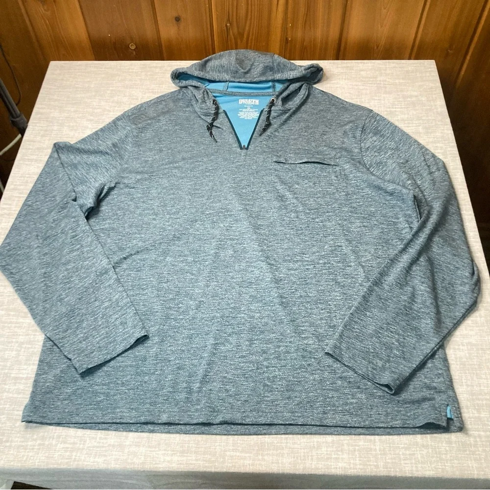 Duluth Trading Co. XL 1/4 Zip Hoodie Shirt Mens Lightweight Blue Activewear EUC - Picture 4 of 6